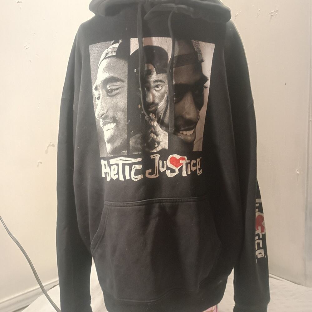 Sweatshirt Tupac Poetic Justice Men's Large Black Graphic Print Hoodie